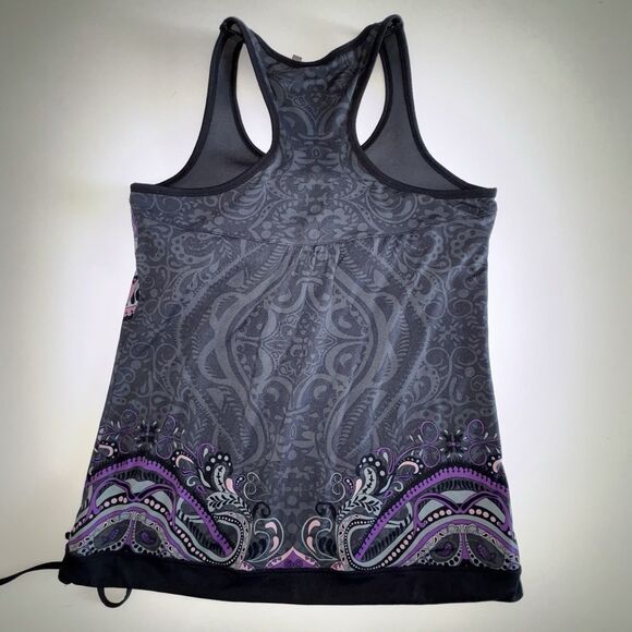 Athleta Gray Purple Paisley Racerback Tankini Swim Top Size Medium - Picture 4 of 7